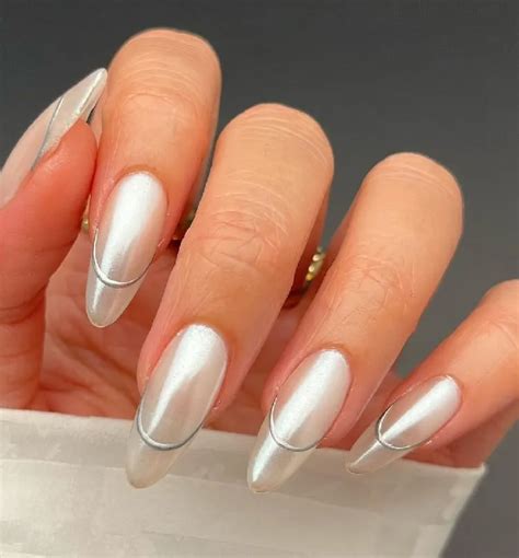 almond french tip with chrome